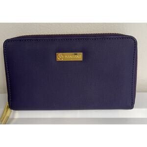JOY Mangano Leather Luxe Double Zipper Wallet with RFID-Blocking - PURPLE - NWOT
